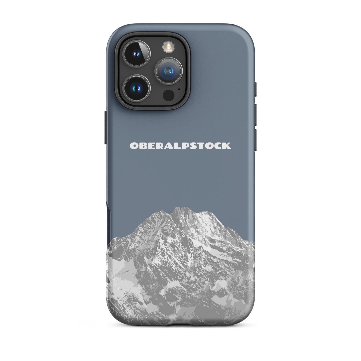 iPhone Hülle in schiefergrau mit Oberalpstock Motiv, matt, für iPhone 16 Pro Max